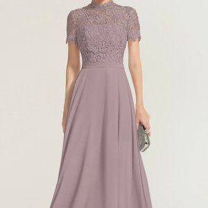 JJ's House NWT Dusk A-Line High Neck, Lace Chiffon Gown, Custom Sized Approx  14